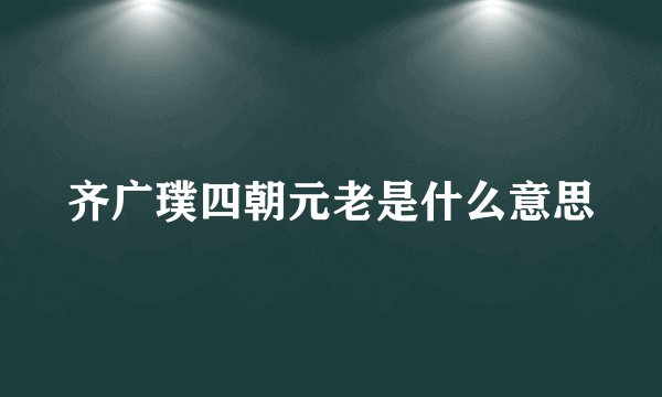 齐广璞四朝元老是什么意思