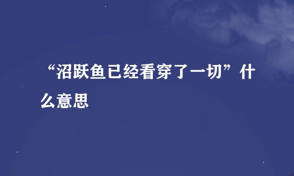 “沼跃鱼已经看穿了一切”什么意思