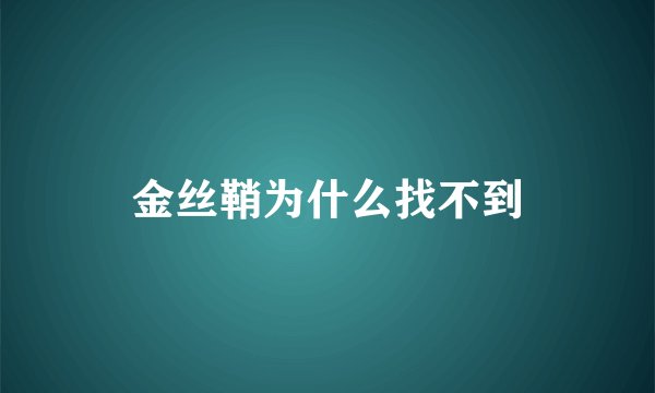 金丝鞘为什么找不到