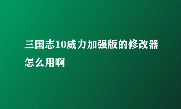 三国志10威力加强版的修改器怎么用啊