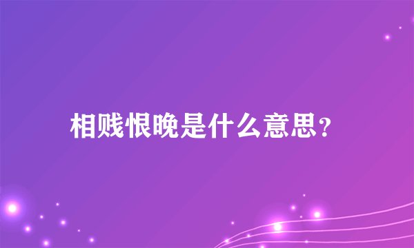 相贱恨晚是什么意思？