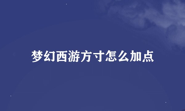 梦幻西游方寸怎么加点