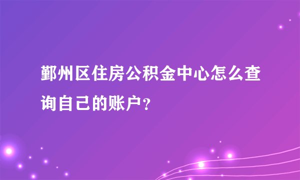 鄞州区住房公积金中心怎么查询自己的账户？