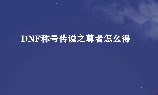 DNF称号传说之尊者怎么得