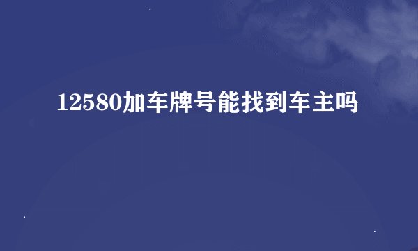 12580加车牌号能找到车主吗