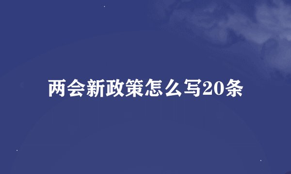 两会新政策怎么写20条