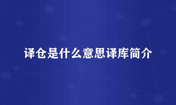 译仓是什么意思译库简介