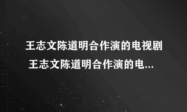 王志文陈道明合作演的电视剧 王志文陈道明合作演的电视剧是什么