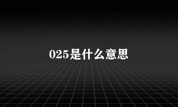 025是什么意思