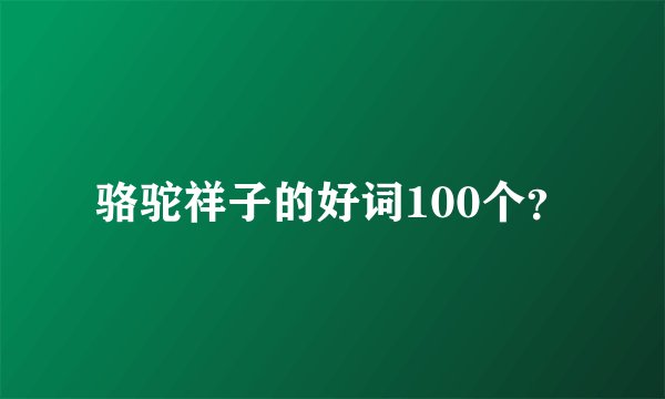 骆驼祥子的好词100个？
