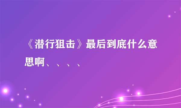 《潜行狙击》最后到底什么意思啊、、、、