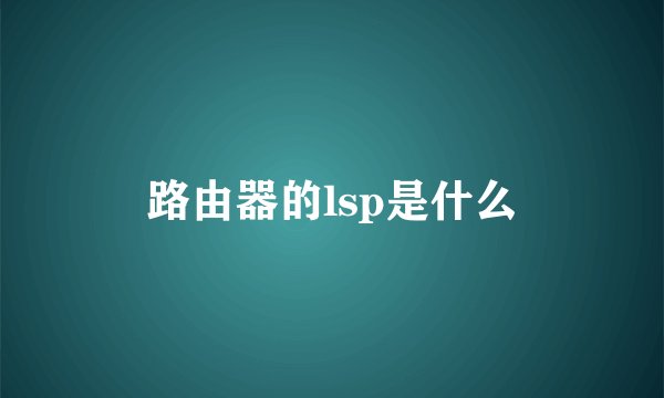 路由器的lsp是什么