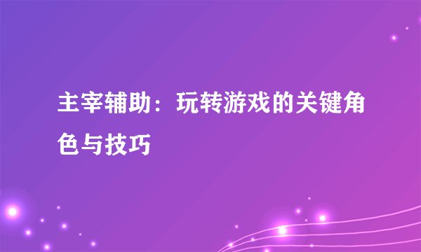 主宰辅助：玩转游戏的关键角色与技巧