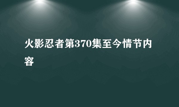 火影忍者第370集至今情节内容