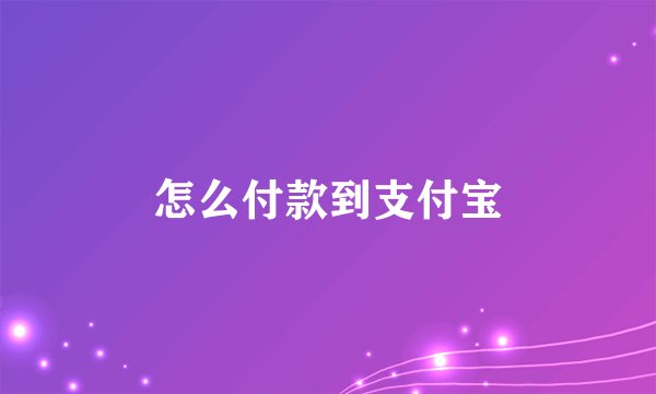 怎么付款到支付宝