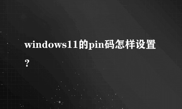 windows11的pin码怎样设置？