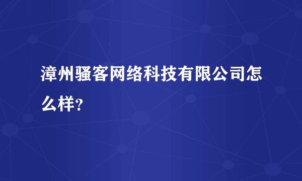 漳州骚客网络科技有限公司怎么样？