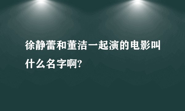 徐静蕾和董洁一起演的电影叫什么名字啊?