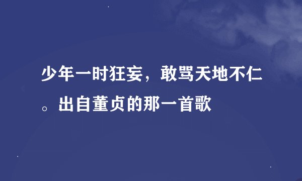 少年一时狂妄，敢骂天地不仁。出自董贞的那一首歌