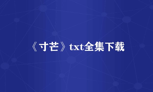 《寸芒》txt全集下载
