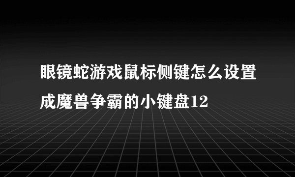 眼镜蛇游戏鼠标侧键怎么设置成魔兽争霸的小键盘12
