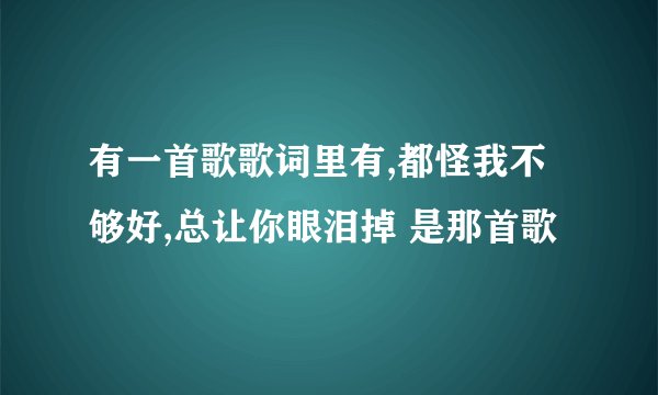 有一首歌歌词里有,都怪我不够好,总让你眼泪掉 是那首歌
