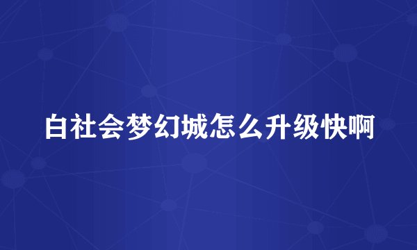 白社会梦幻城怎么升级快啊