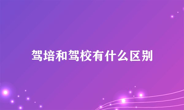驾培和驾校有什么区别