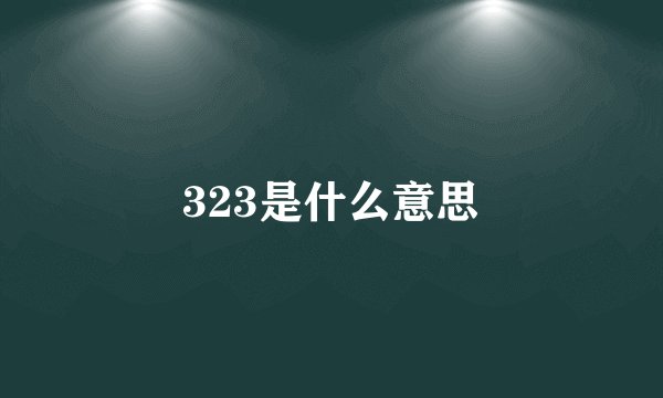 323是什么意思