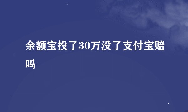 余额宝投了30万没了支付宝赔吗