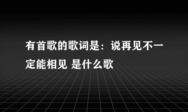 有首歌的歌词是：说再见不一定能相见 是什么歌