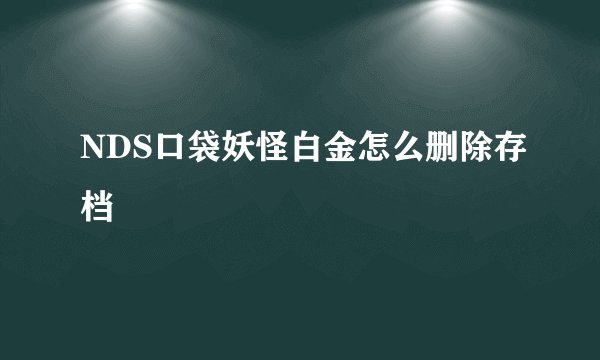 NDS口袋妖怪白金怎么删除存档