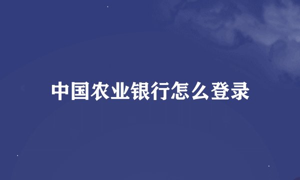 中国农业银行怎么登录
