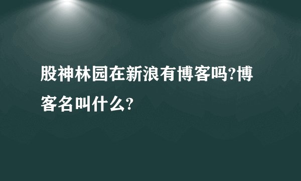 股神林园在新浪有博客吗?博客名叫什么?