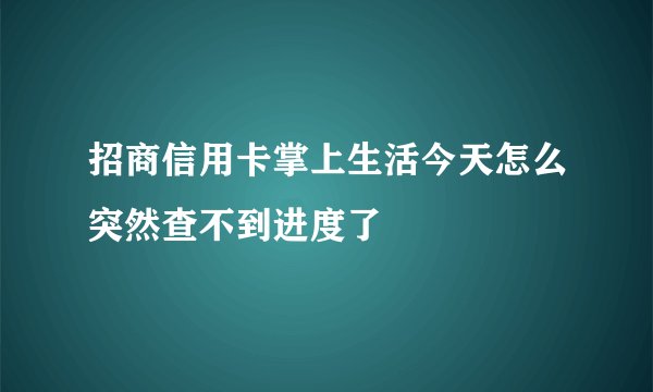 招商信用卡掌上生活今天怎么突然查不到进度了