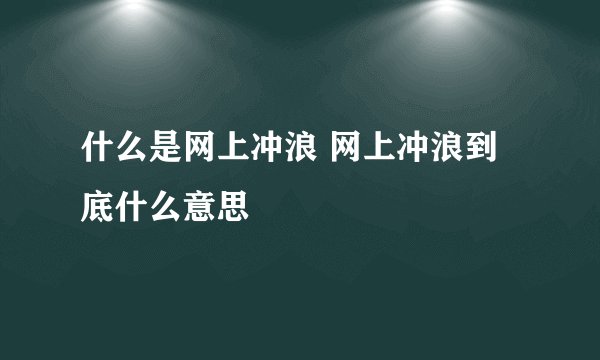 什么是网上冲浪 网上冲浪到底什么意思