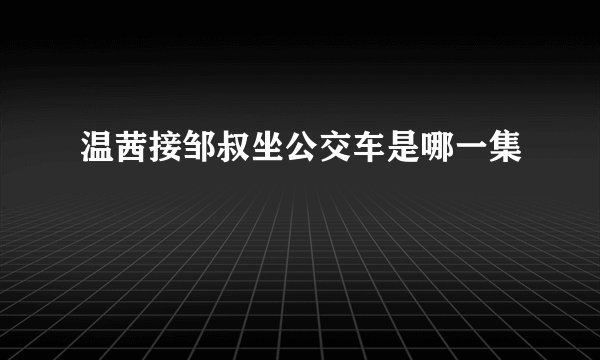 温茜接邹叔坐公交车是哪一集