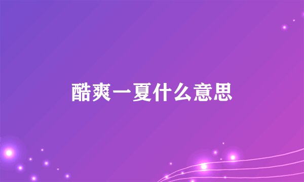 酷爽一夏什么意思