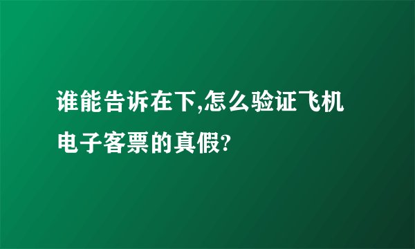 谁能告诉在下,怎么验证飞机电子客票的真假?