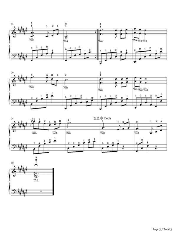 钢琴曲《初雪》的带指法的钢琴谱