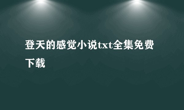 登天的感觉小说txt全集免费下载