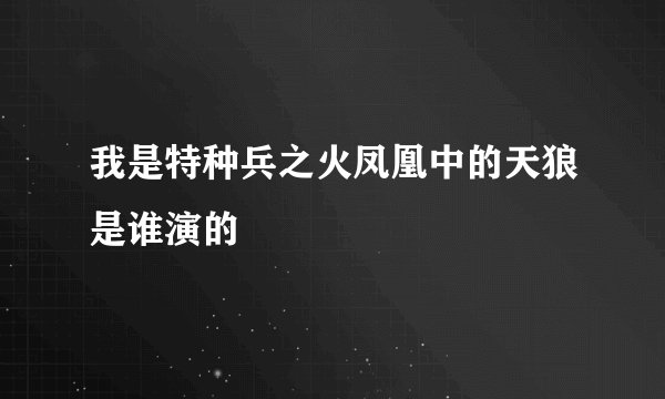 我是特种兵之火凤凰中的天狼是谁演的