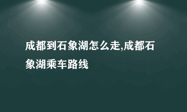 成都到石象湖怎么走,成都石象湖乘车路线