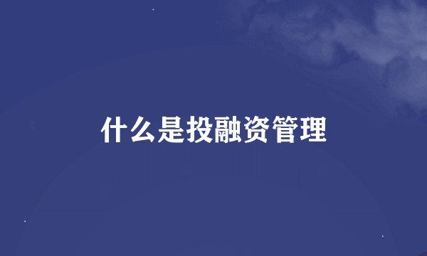 什么是投融资管理