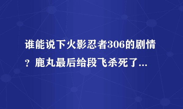 谁能说下火影忍者306的剧情？鹿丸最后给段飞杀死了嘛？卡卡西跟角都怎么样了？