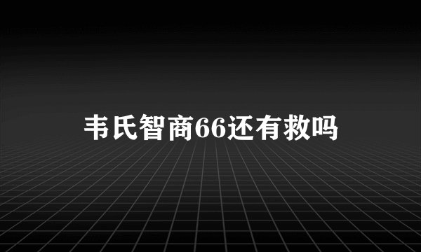 韦氏智商66还有救吗