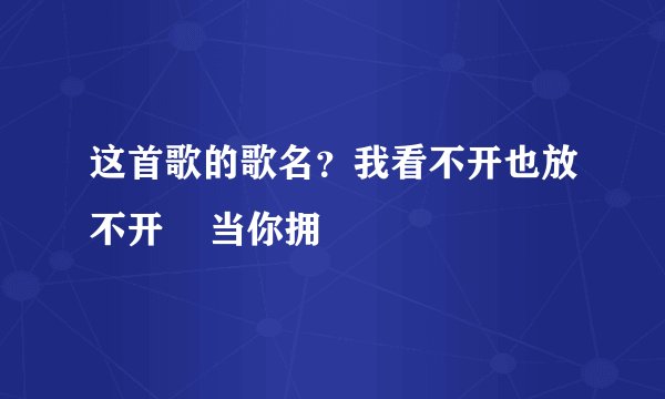 这首歌的歌名？我看不开也放不开    当你拥