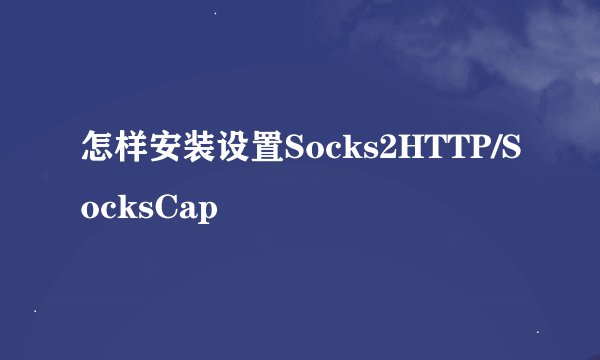 怎样安装设置Socks2HTTP/SocksCap
