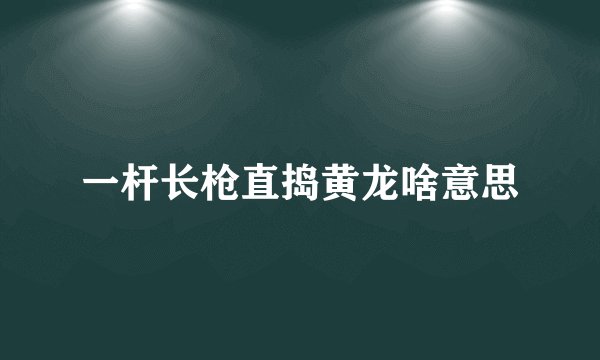一杆长枪直捣黄龙啥意思
