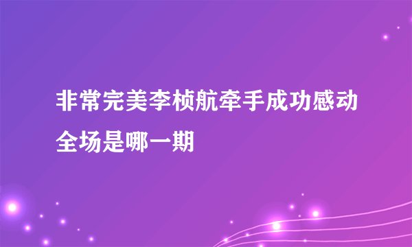 非常完美李桢航牵手成功感动全场是哪一期